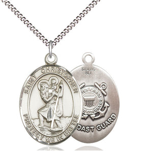 Sterling Silver Saint Christopher Coast Guard Medal Catholic Jewelry