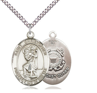 Sterling Silver Saint Christopher Coast Guard Medal Catholic Jewelry