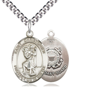 Sterling Silver Saint Christopher Coast Guard Medal Catholic Jewelry