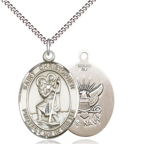 Sterling Silver Saint Christopher Navy Medal Catholic Jewelry