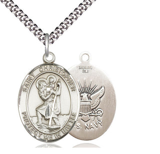 Sterling Silver Saint Christopher Navy Medal Catholic Jewelry