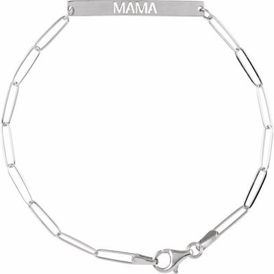 Sterling Silver Mama Bar 7" Bracelet