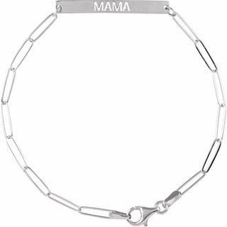 14K White Mama Bar 7" Bracelet