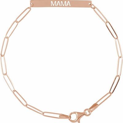 14K Rose Mama Bar 7" Bracelet