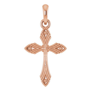 14K Rose Vintage-Inspired Cross Pendant