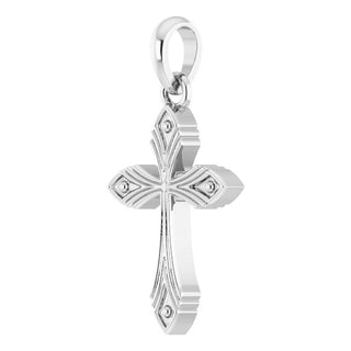 14K White Vintage-Inspired Cross Pendant