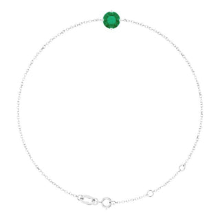 14K White 6 mm Lab-Grown Emerald 6 1/2-7 1/2" Bracelet
