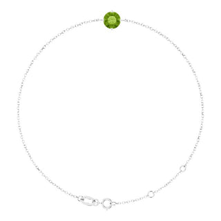 Platinum 6 mm Natural Peridot 6 1/2-7 1/2" Bracelet