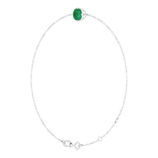 Sterling Silver 6 mm Lab-Grown Emerald 6 1/2-7 1/2" Bracelet