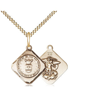14kt Gold Filled Air Force Diamond Medal Religious Jewelry
