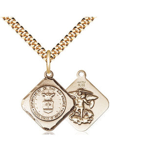14kt Gold Filled Air Force Diamond Medal Religious Jewelry