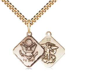 14kt Gold Filled Army Diamond Medal Religious Jewelry