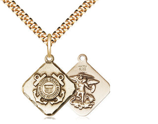 14kt Gold Filled Coast Guard Diamond Medal Religious Jewelry
