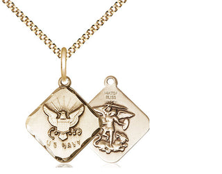 14kt Gold Filled Navy Diamond Medal Religious Jewelry
