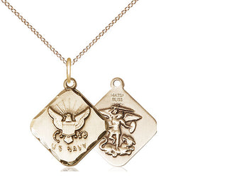 14kt Gold Filled Navy Diamond Medal Religious Jewelry
