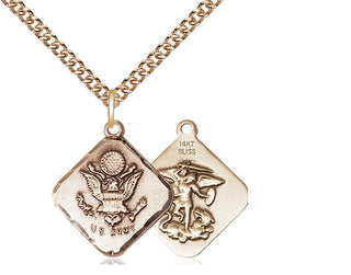 14kt Gold Army Diamond Medal