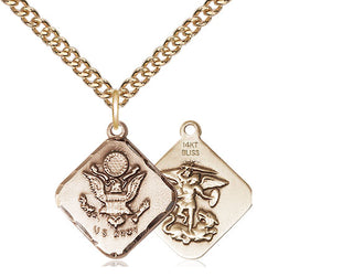 14kt Gold Army Diamond Medal