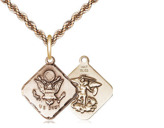 14kt Gold Army Diamond Medal