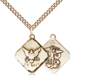 14kt Gold Navy Diamond Medal