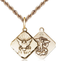 14kt Gold Navy Diamond Medal