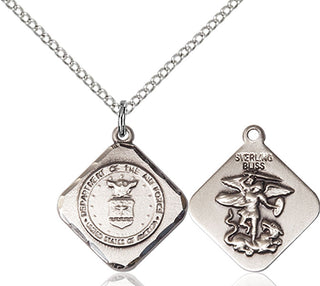 Sterling Silver Air Force Diamond Medal Religious Jewelry