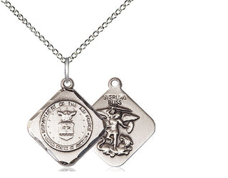 Sterling Silver Air Force Diamond Medal Religious Jewelry