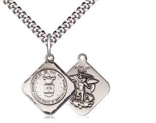 Sterling Silver Air Force Diamond Medal Religious Jewelry