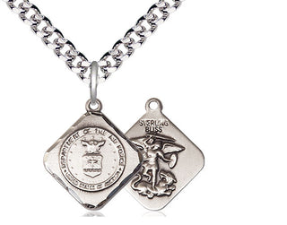 Sterling Silver Air Force Diamond Medal Religious Jewelry