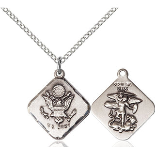 Sterling Silver Army Diamond Medal Religious Jewelry
