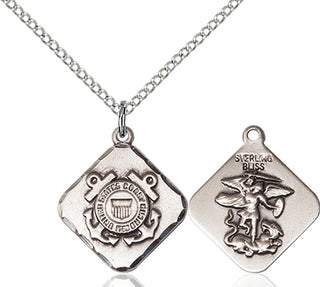 Sterling Silver Coast Guard Diamond Medal Religious Jewelry