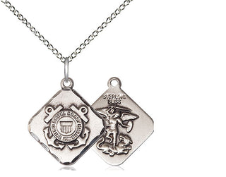 Sterling Silver Coast Guard Diamond Medal Religious Jewelry
