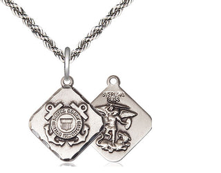 Sterling Silver Coast Guard Diamond Medal Religious Jewelry