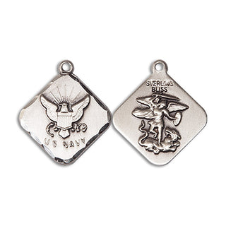 Sterling Silver Navy Diamond Medal
