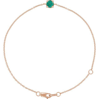 14K Rose Natural Emerald  6 1/2-7-1/2" Bracelet