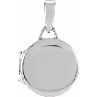 14K White Round Locket Pendant