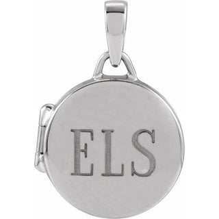 14K White Round Locket Pendant