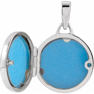 Rhodium-Plated Sterling Silver Round Locket Pendant