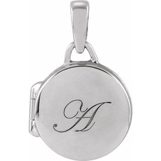14K White Round Locket Pendant