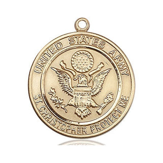 14kt Gold Filled Army St Christopher Medal Engraved Catholic Saint Jewelry