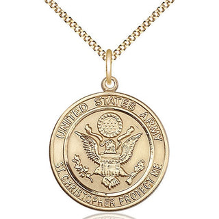 14kt Gold Filled Army St Christopher Medal Catholic Jewelry Engraved Catholic Saint Jewelry