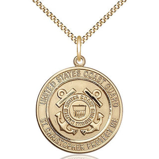 14kt Gold Filled Coast Guard St Christopher Medal Catholic Jewelry Engraved Catholic Saint Jewelry