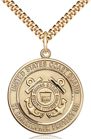 14kt Gold Filled Coast Guard St Christopher Medal Catholic Jewelry Engraved Catholic Saint Jewelry
