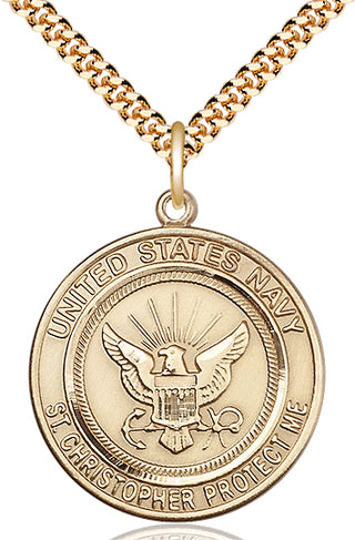 14kt Gold Filled Navy St Christopher Medal Catholic Jewelry Engraved Catholic Saint Jewelry