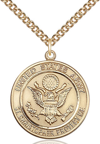 14kt Gold Army St Christopher Medal Engraved Catholic Saint Jewelry