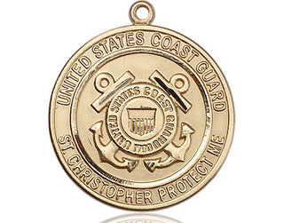 14kt Gold Coast Guard St Christopher Medal Engraved Catholic Saint Jewelry