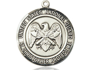 Sterling Silver National Guard St Christopher Medal Engraved Catholic Saint Jewelry