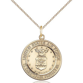 14kt Gold Filled Air Force St Christopher Medal Religious Jewelry Engraved Catholic Saint Jewelry