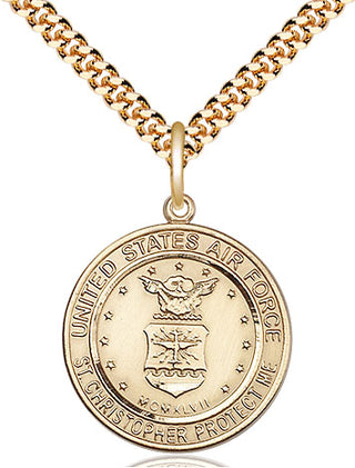 14kt Gold Filled Air Force St Christopher Medal Religious Jewelry Engraved Catholic Saint Jewelry
