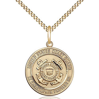 14kt Gold Filled Coast Guard St Christopher Medal Religious Jewelry Engraved Catholic Saint Jewelry