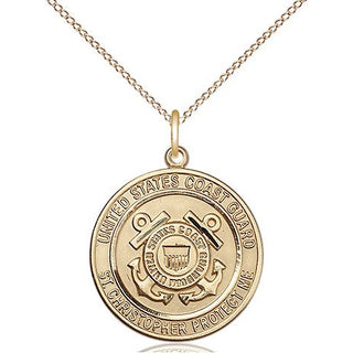 14kt Gold Filled Coast Guard St Christopher Medal Religious Jewelry Engraved Catholic Saint Jewelry